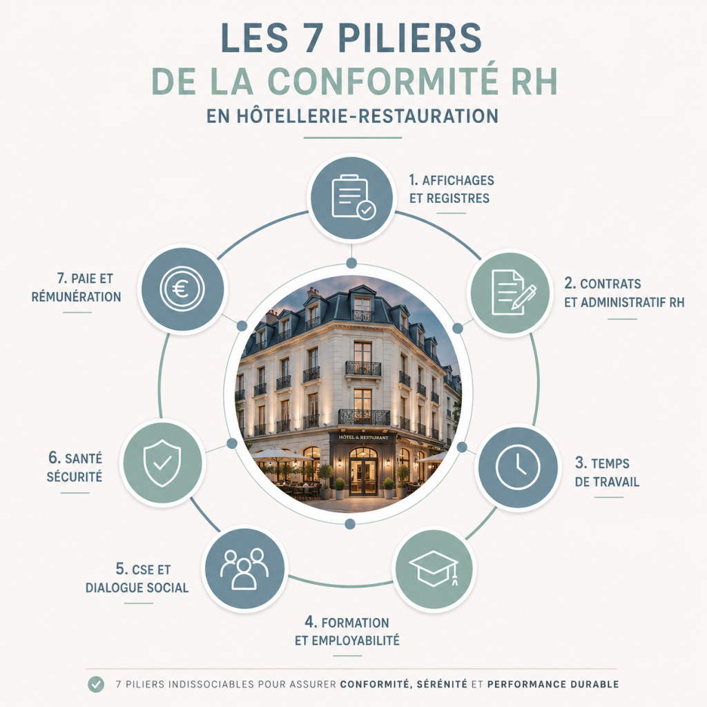 Infographie les 7 piliers de la conformité RH