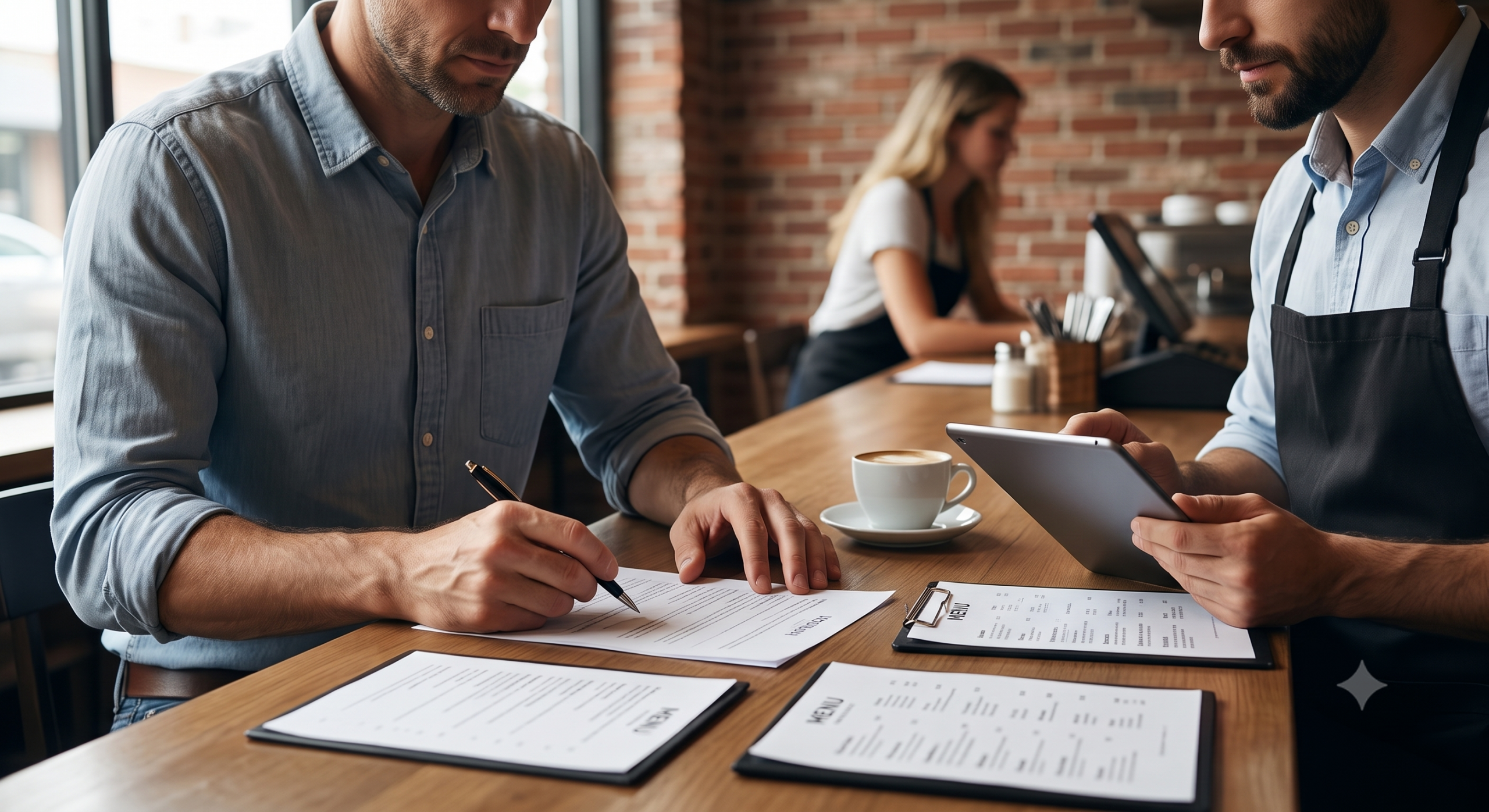 Deux homme discutant dans un restaurant de management En cadence